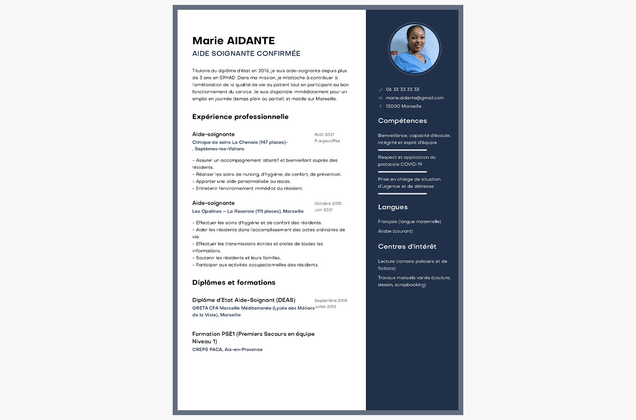 cv aide soignante